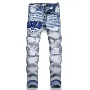 Unbranded Jeans Graphic Print Straight-Leg — 38