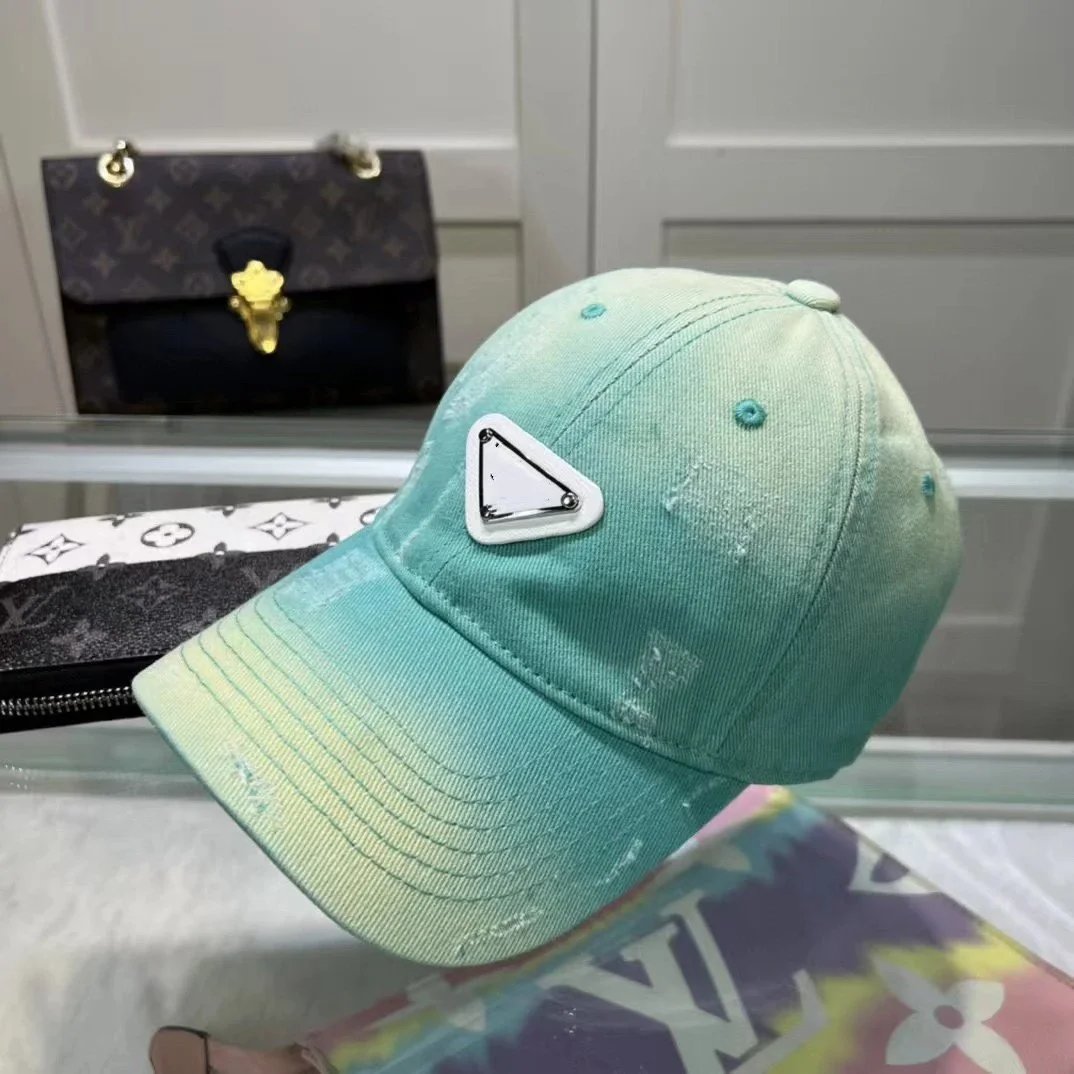 Prada Triangle Logo Distressed Gradient Baseball Cap - 7