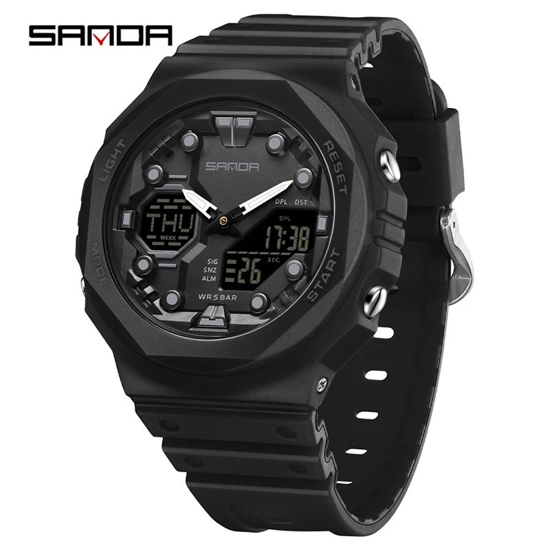 SANDA Watches Analog-Digital Sports Watch — 6200 All black