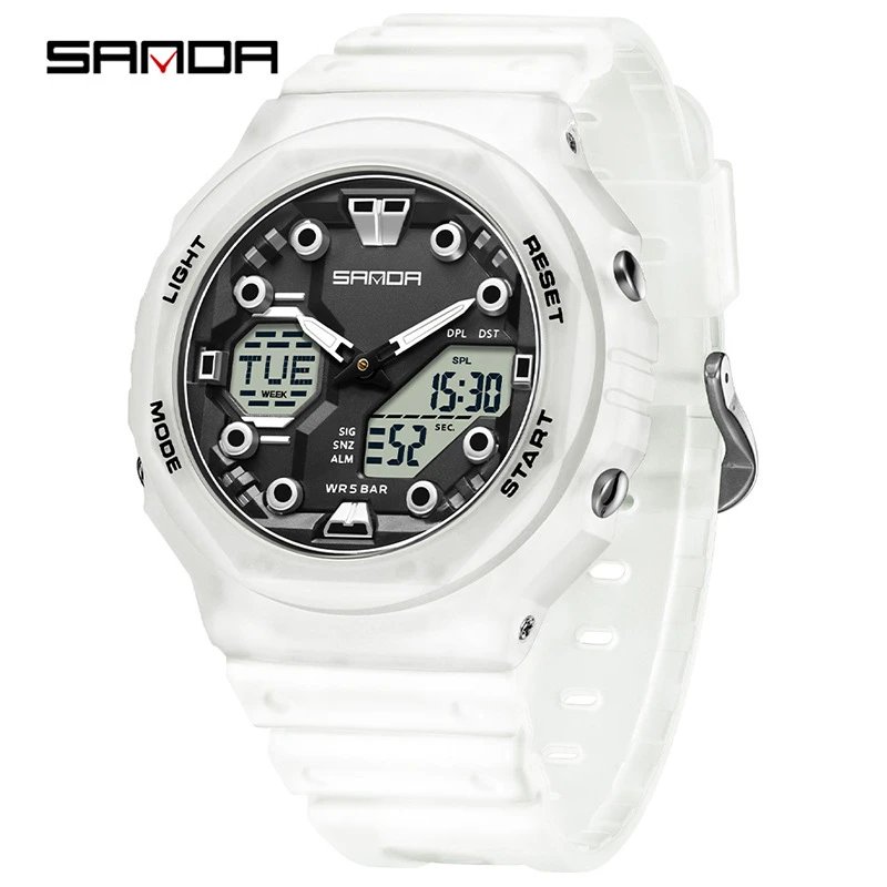 SANDA Watches Analog-Digital Sports Watch — 6200 Transparent white