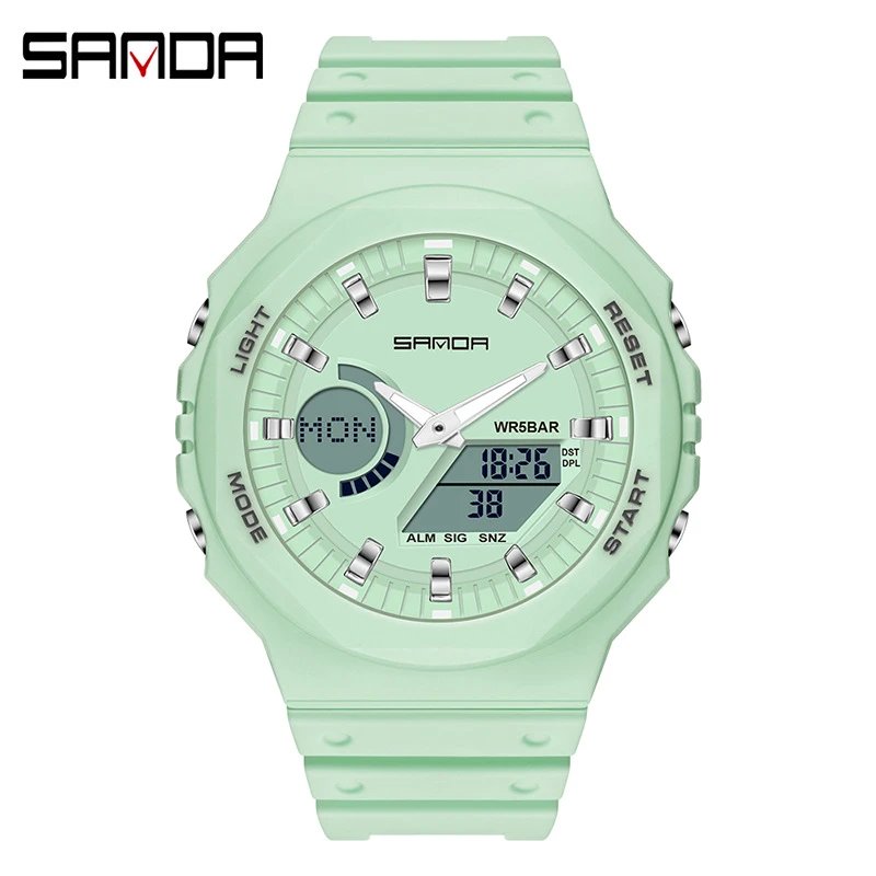 SANDA Watches Analog-Digital Sports Watch — 6016 Matcha green
