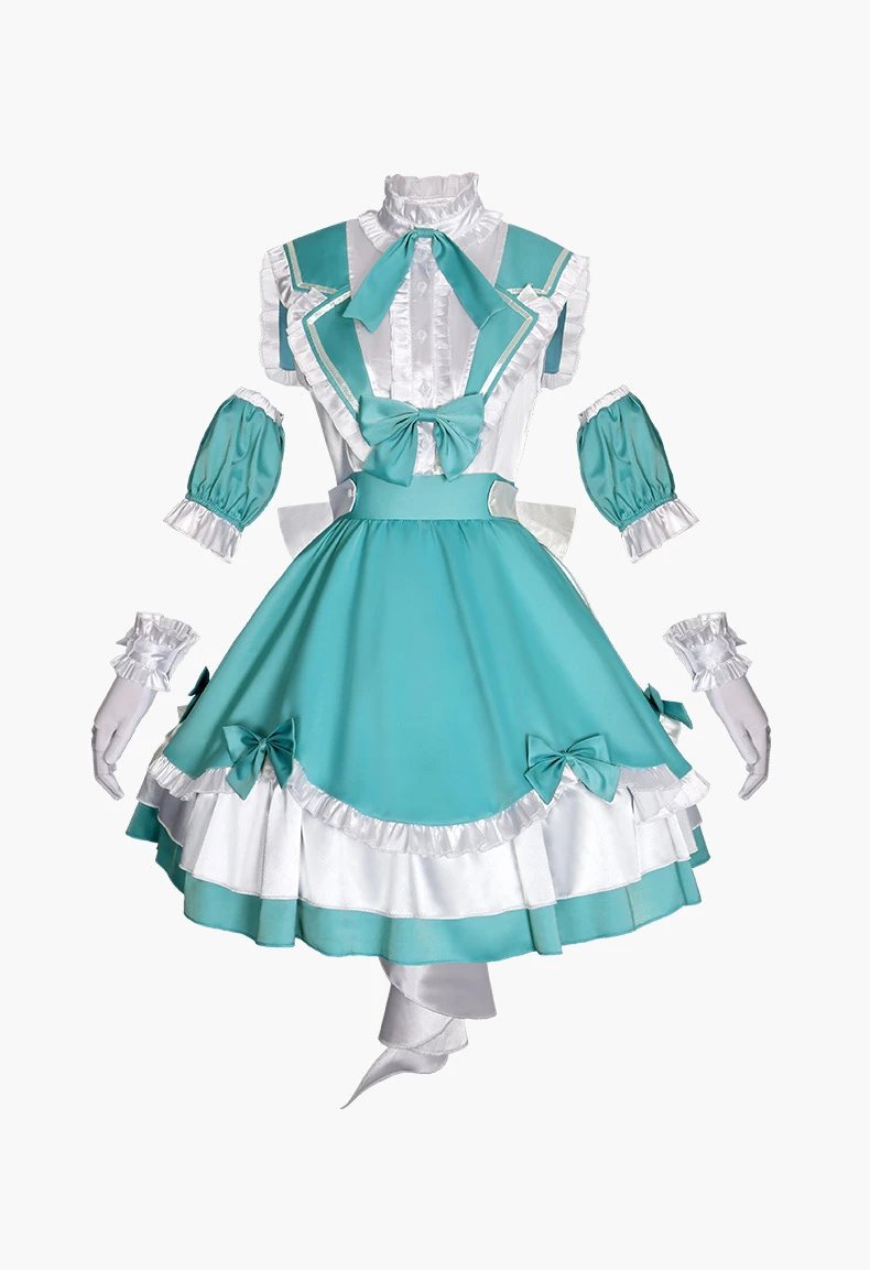 Design World Plan (Mirror Bell) 10th Anniversary Maid Dress Set Turquoise and White Dress - 5