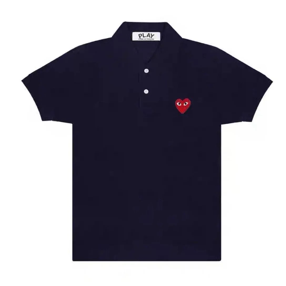 Polo - Navy Red Heart