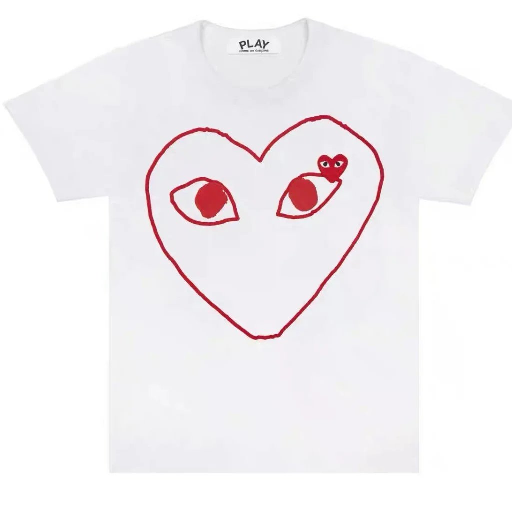 White - Outline Red Heart