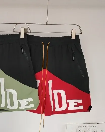 Rhude Logo Print Zipper Pocket Red Shorts - 21
