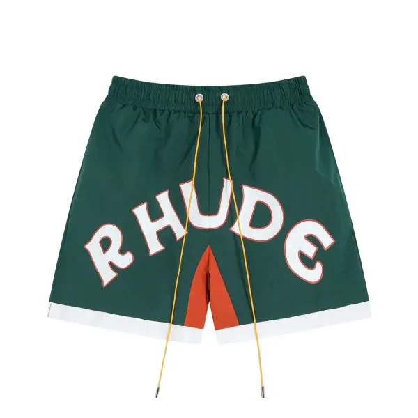 Rhude Logo Print Zipper Pocket Red Shorts - 30