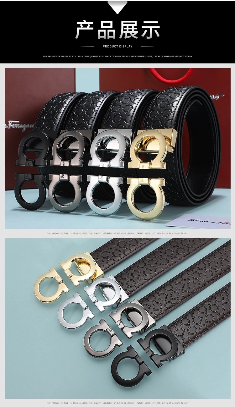 Salvatore Ferragamo Gancini Gold-Plated Black Leather Belt - 13