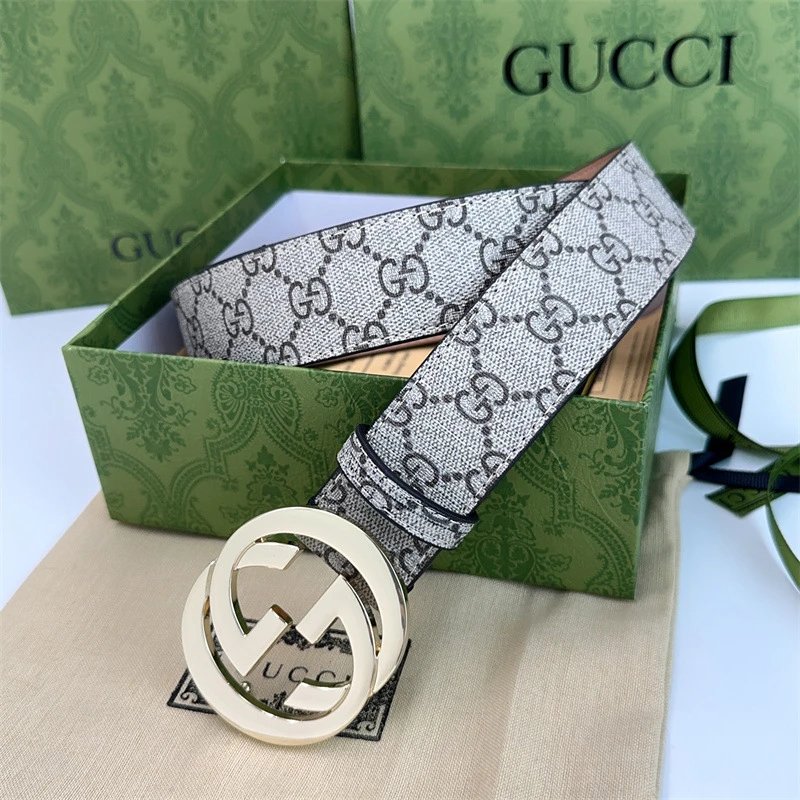 Gucci GG Marmont Belt Beige Canvas with Black Interlocking G Buckle - 15
