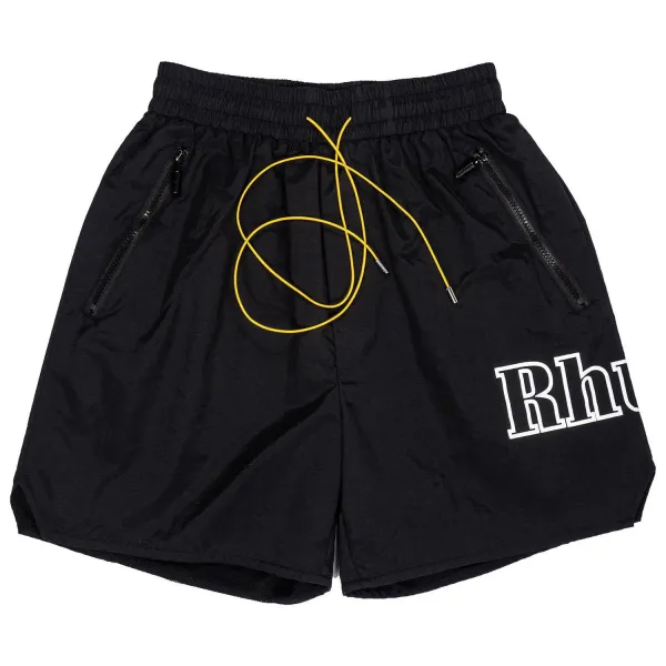 Rhude Logo Print Zipper Pocket Red Shorts - 19