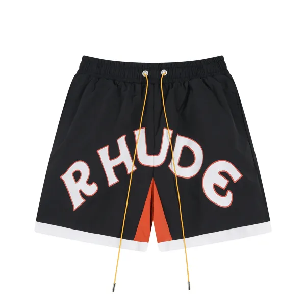 Rhude Logo Print Zipper Pocket Red Shorts - 27
