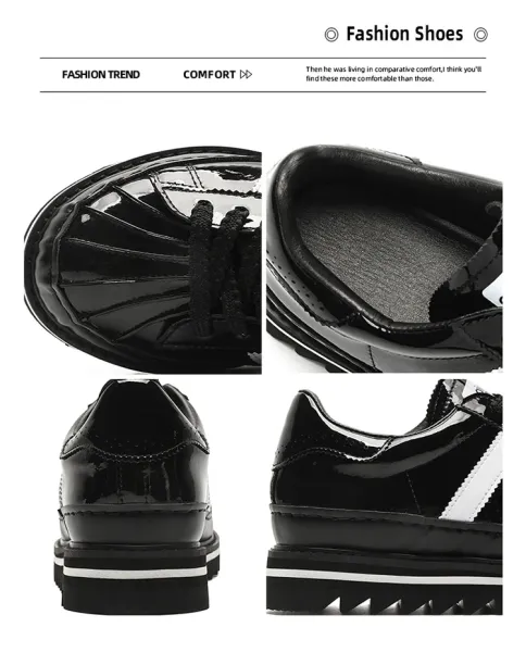 Adidas Originals Superstar Platform Patent Black White Sneakers - 15