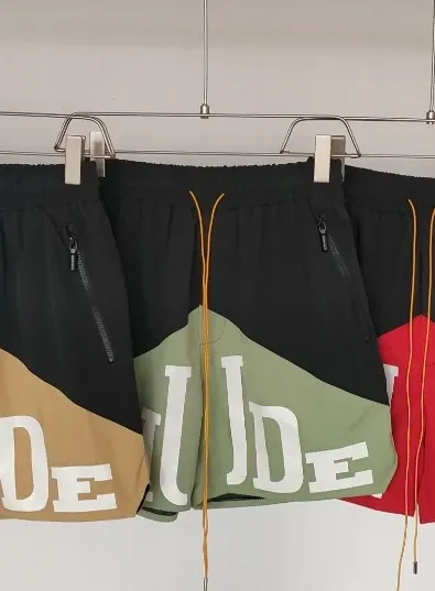 Rhude Logo Print Zipper Pocket Red Shorts - 20