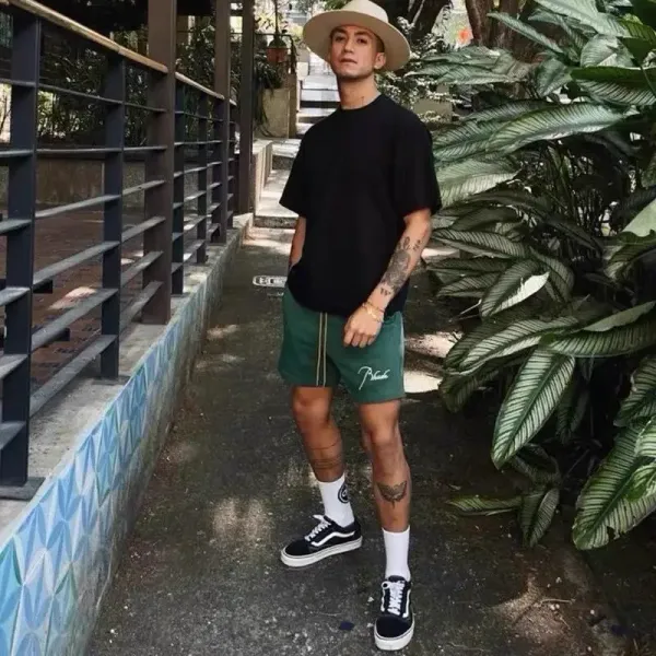 Rhude Logo Print Zipper Pocket Red Shorts - 12
