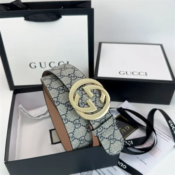 Gucci GG Marmont Belt Beige Canvas with Black Interlocking G Buckle - 18