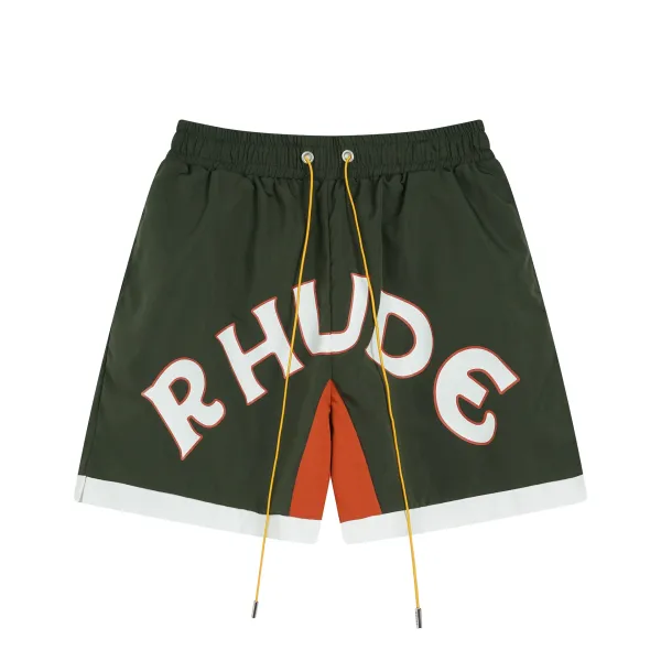 Rhude Logo Print Zipper Pocket Red Shorts - 28