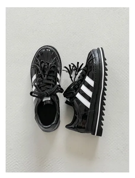 Adidas Originals Superstar Platform Patent Black White Sneakers - 14