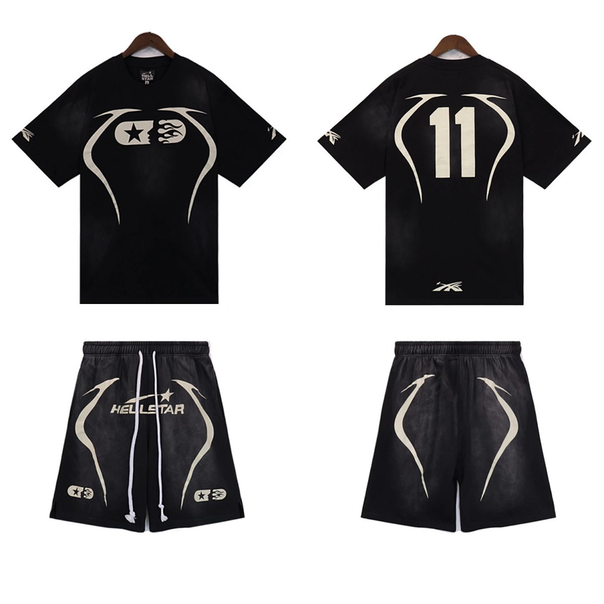 Hellstar Vintage Wash Distressed Screen Print Unisex Tracksuit Set