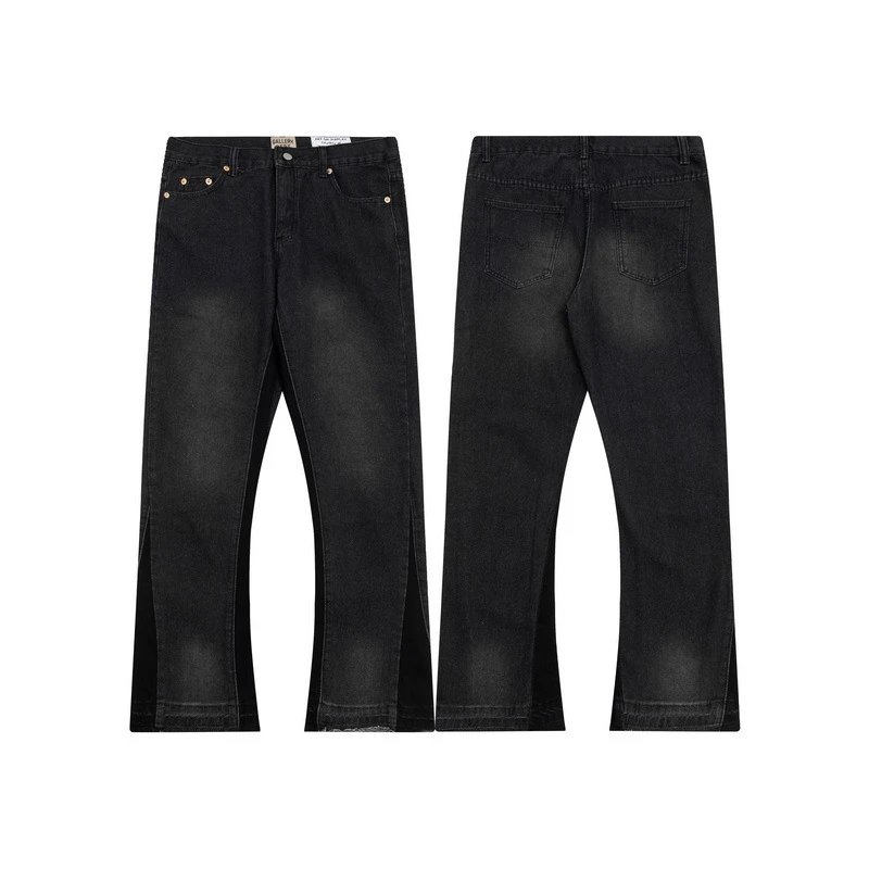 Splash Ink Graffiti Micro Flare Spliced Ripped Casual Loose Jeans-TOP