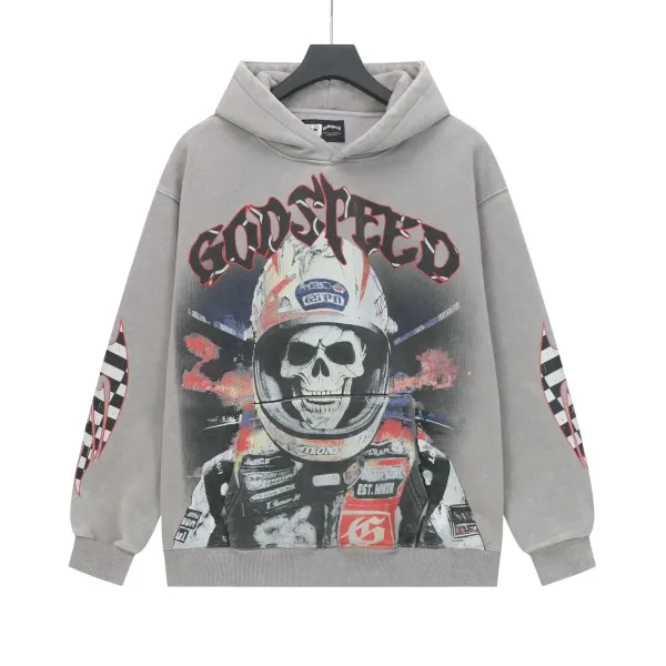 Godspeed Skull Racer Hoodie Gray - 1