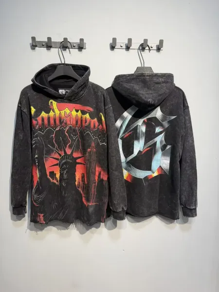 GCDS x Metallica Statue of Liberty Acid Wash Hoodie - 1