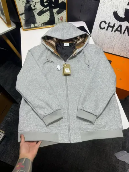 Burberry Hooded Zip-Up Jacket Black - 8