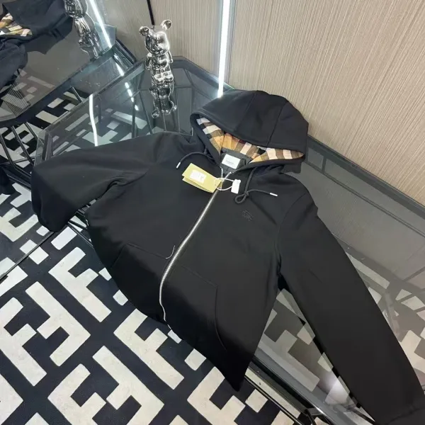 Burberry Hooded Zip-Up Jacket Black - 5