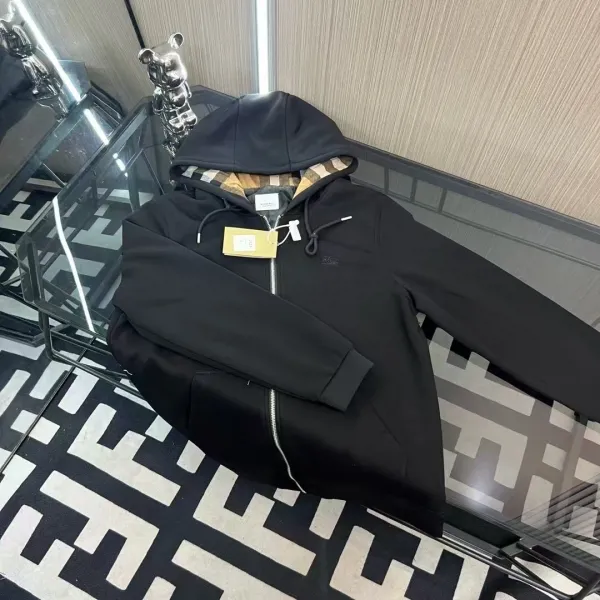 Burberry Hooded Zip-Up Jacket Black - 6