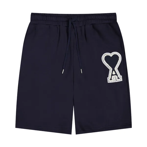 Ami Paris Heart Logo Drawstring Shorts Black - 27