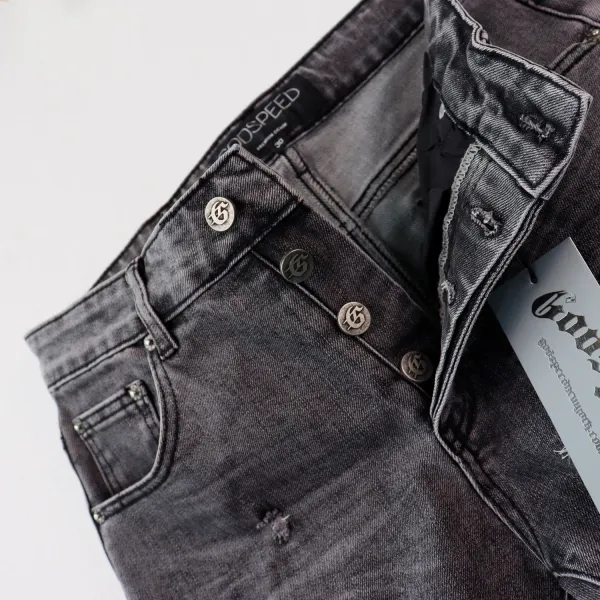 Cross Colours Distressed Black Jeans with Back Graphic Print - 5