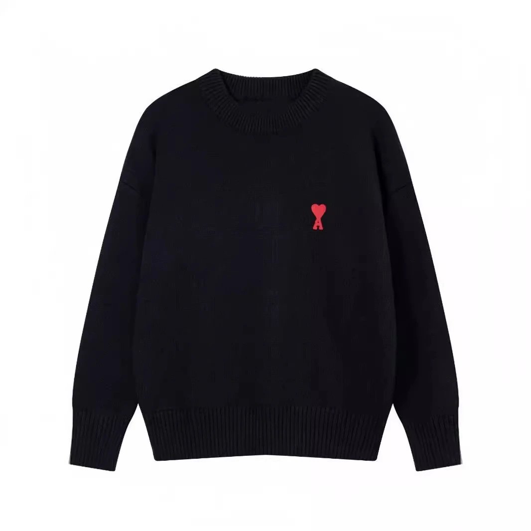 Embroidered Heart Crewneck Knit Sweater