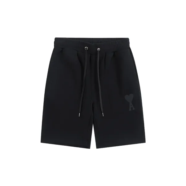 Ami Paris Heart Logo Drawstring Shorts Black - 39