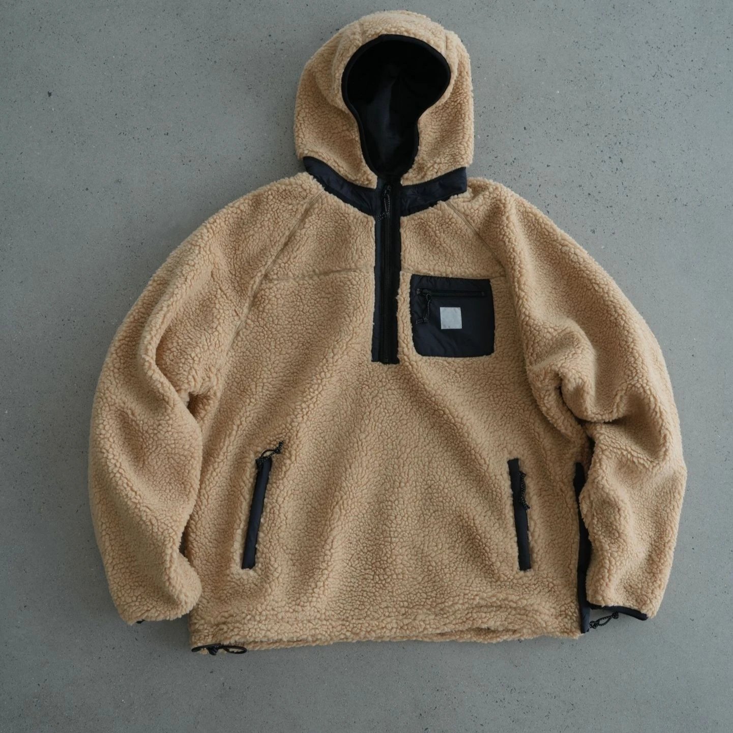 Carhartt WIP Fleece Half-Zip Hooded Jacket Beige Outerwear - 1