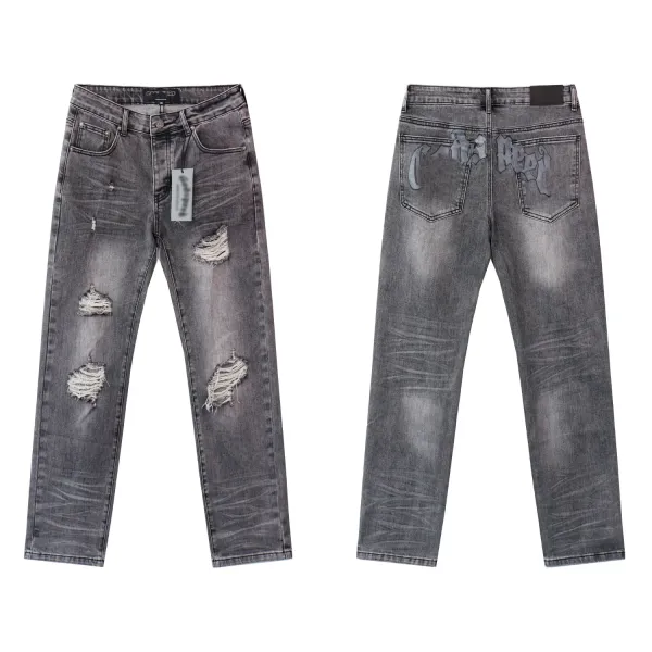 Cross Colours Distressed Black Jeans with Back Graphic Print - 13