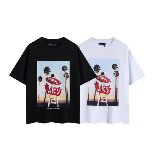 Design Purple Sky Inn Embroidered Logo White Oversized T-Shirt T-Shirts - 21