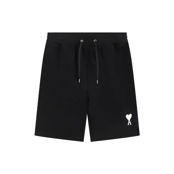 Ami Paris Heart Logo Drawstring Shorts Black - 13
