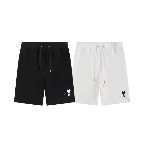 Ami Paris Heart Logo Drawstring Shorts Black - 12