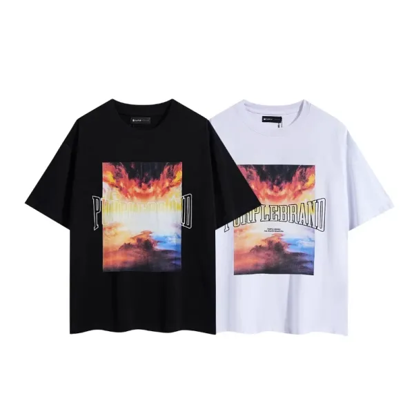 Design Purple Sky Inn Embroidered Logo White Oversized T-Shirt T-Shirts - 17