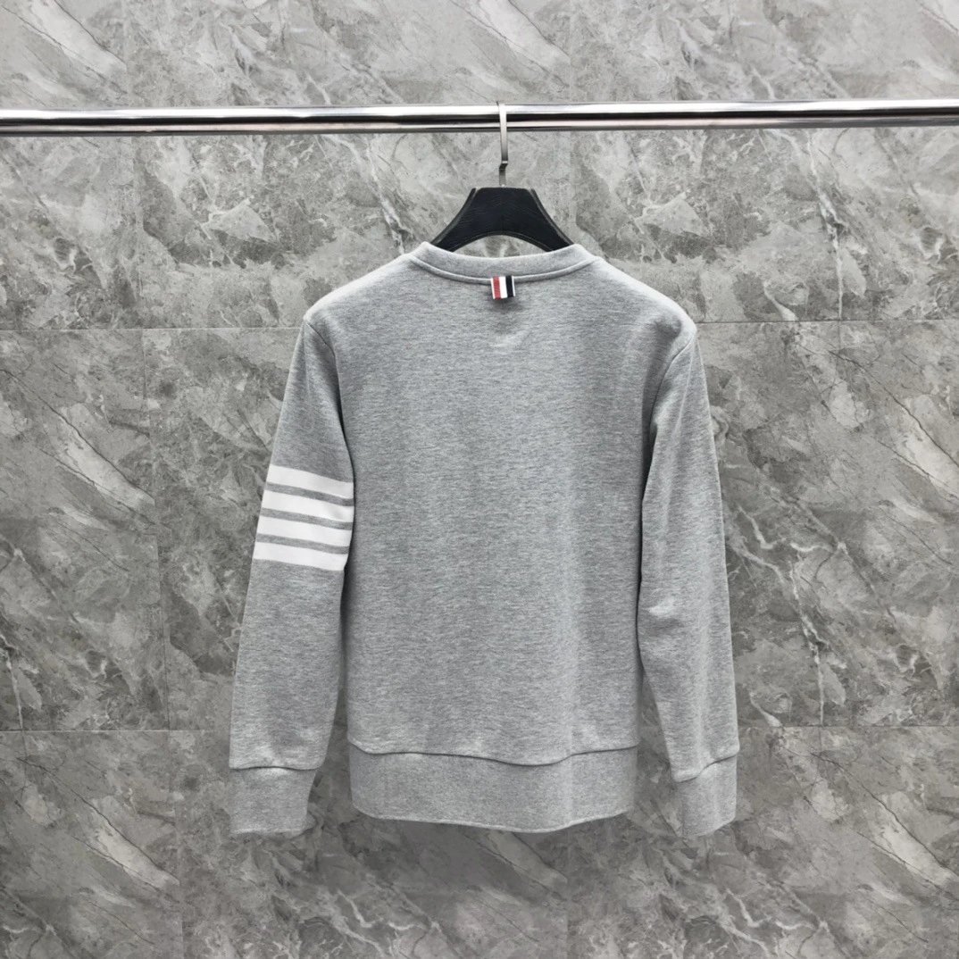 Thom Browne 4-Bar Stripe Crewneck Sweatshirt Beige - 40
