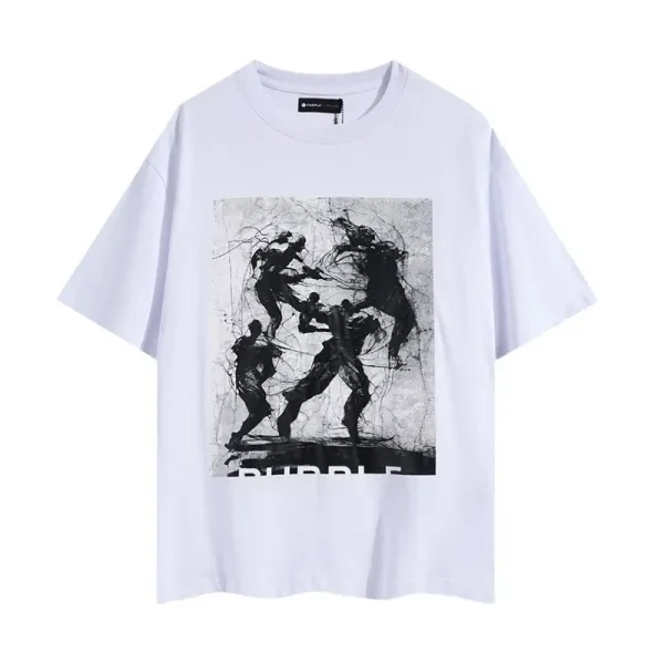Design Bubble Print Oversized White T-Shirt - 1