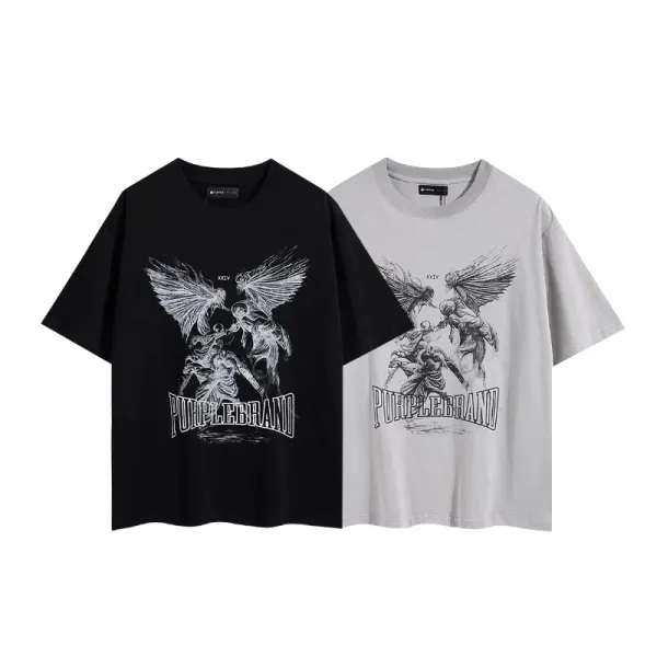 Design Purple Sky Inn Embroidered Logo White Oversized T-Shirt T-Shirts - 19