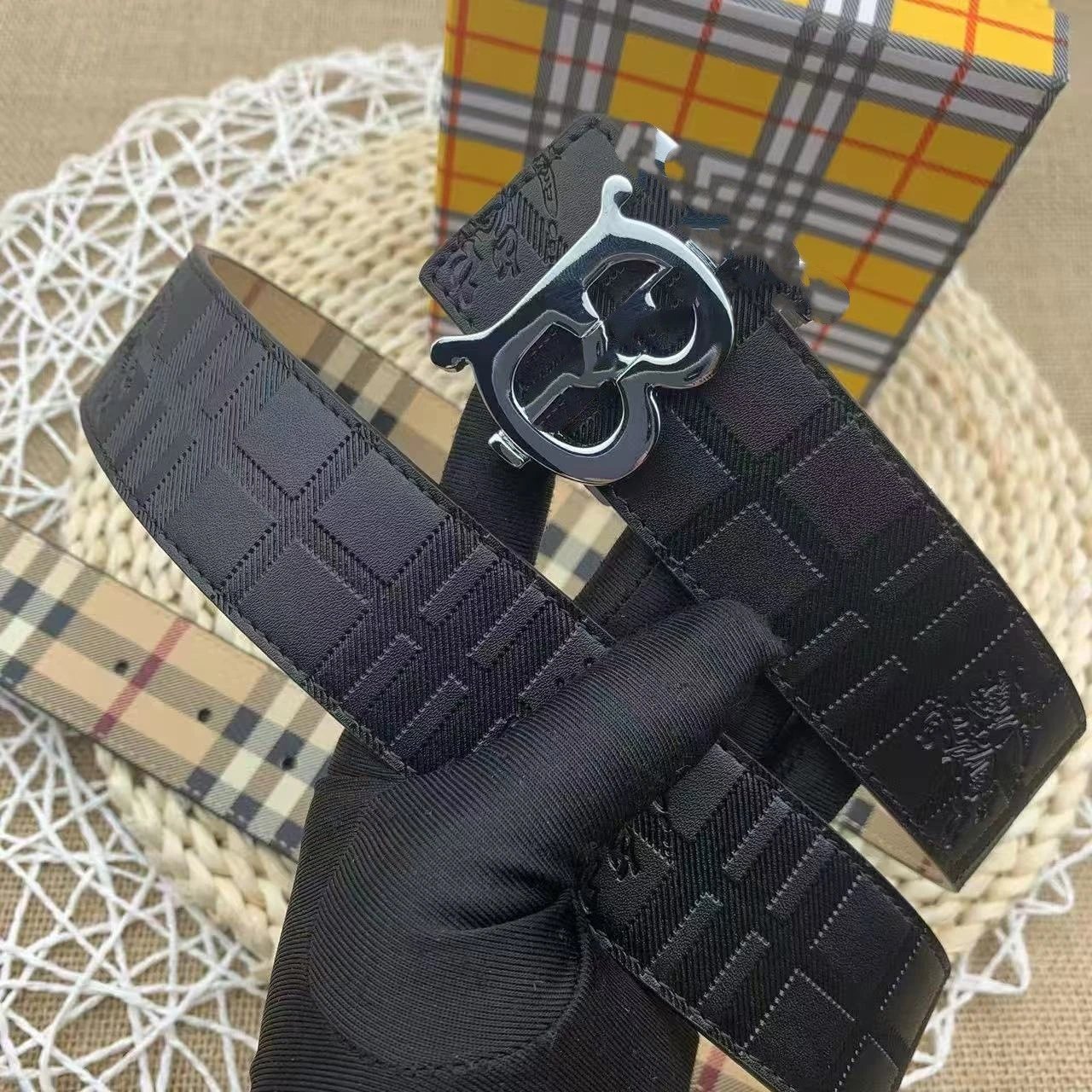 Embossed TB silver buckle