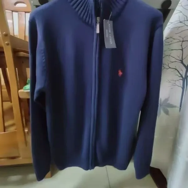 Ralph Lauren Polo Bear Navy Zip-Up Sweater - 1