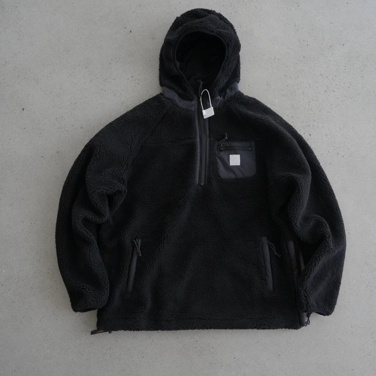 Carhartt WIP Fleece Half-Zip Hooded Jacket Black Outerwear - 1