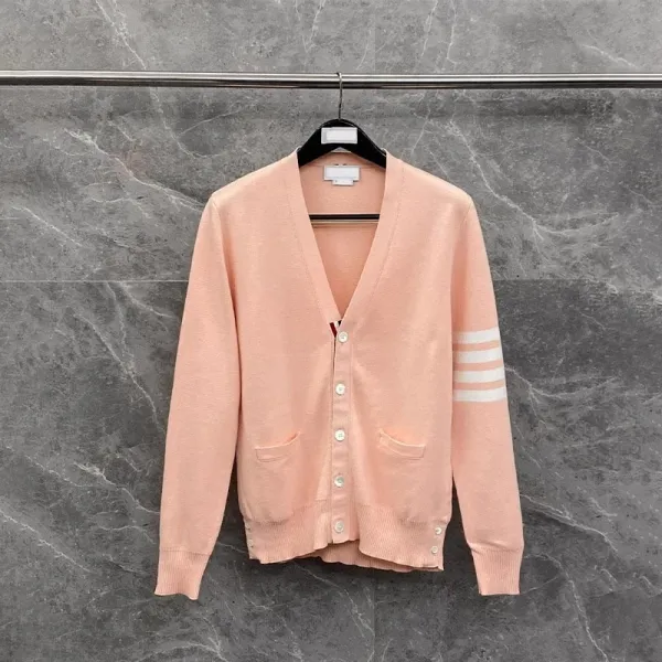 Thom Browne 4-Bar Stripe V-Neck Cardigan Peach - 1