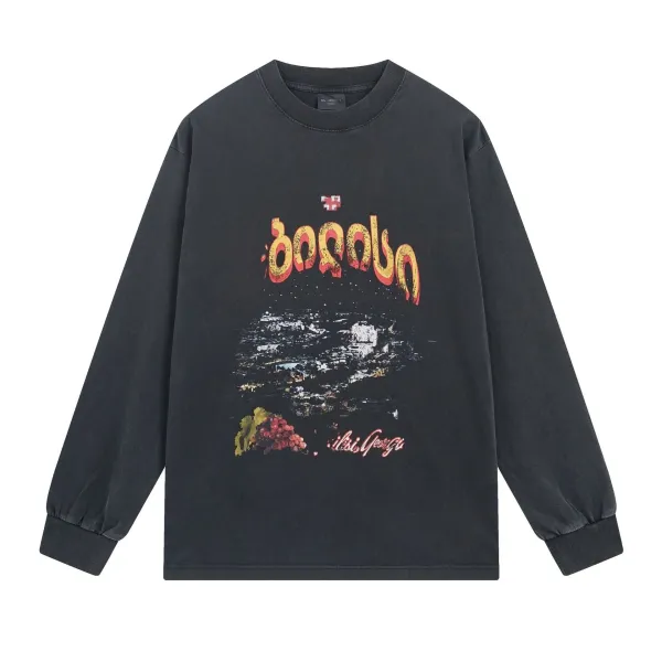 Bathrobe x Georgia National Motif Long-Sleeve T-Shirt Black - 1