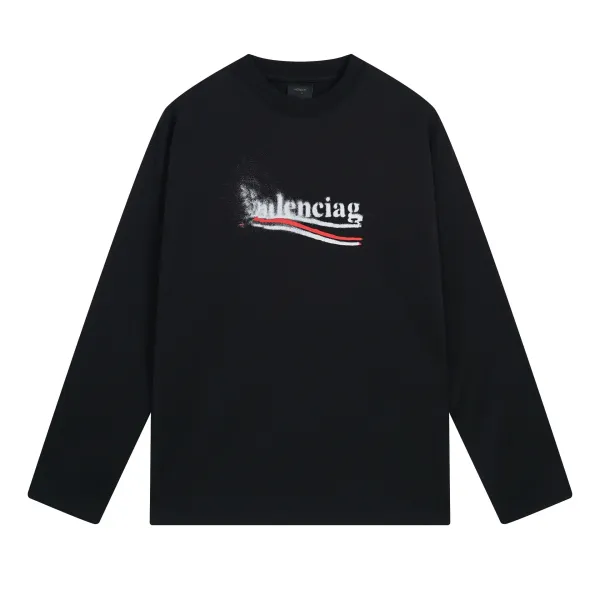 Balenciaga Spray Paint Logo Long-Sleeve T-Shirt Black - 1
