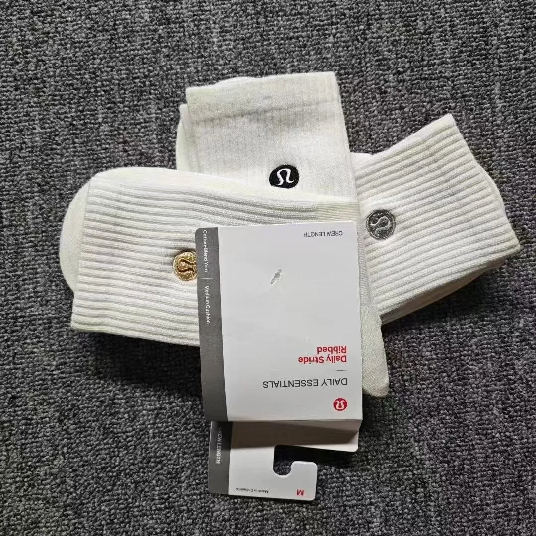 Lululemon Daily Stride Ribbed Black White Casual Ankle Socks