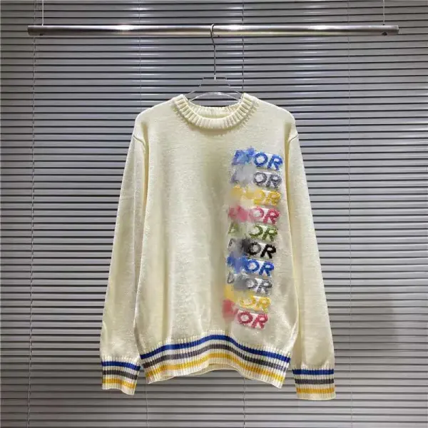Dior Oblique Logo Knit Sweater Gray Multicolor - 7