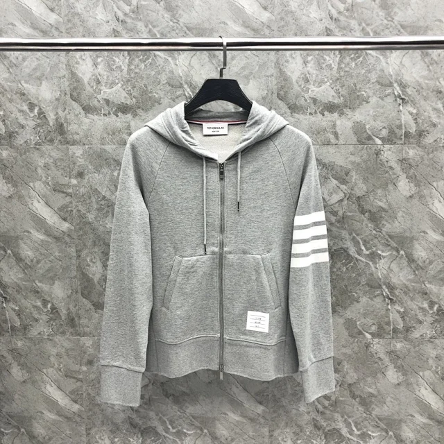 Unbranded Hoodies & Sweatshirts Four-Stripe Sleeve Zip-Up Hoodie product detail image 4