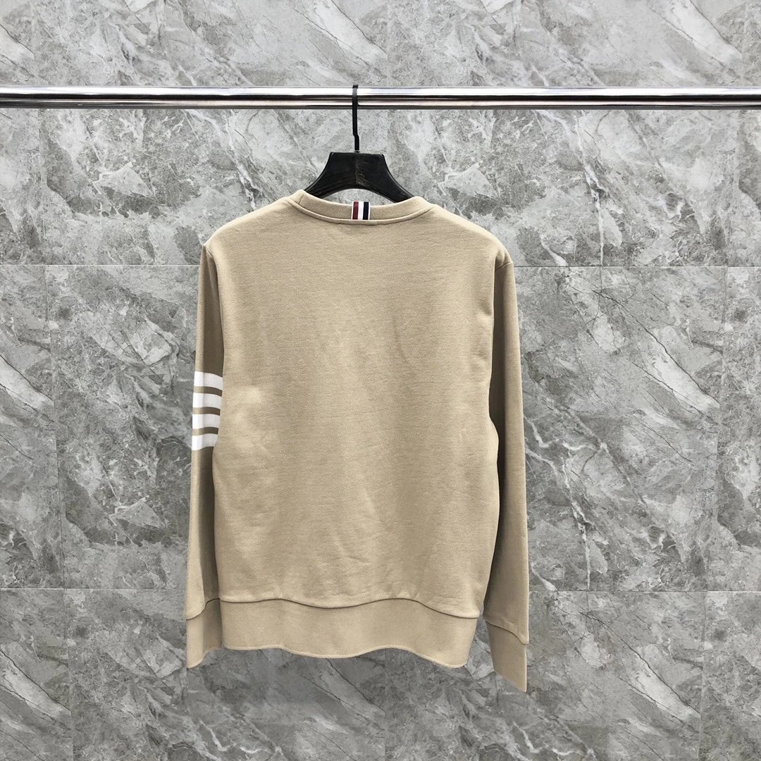 Thom Browne 4-Bar Stripe Crewneck Sweatshirt Beige - 34